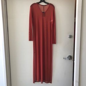 Mesh Long Sleeve Maxi Dress